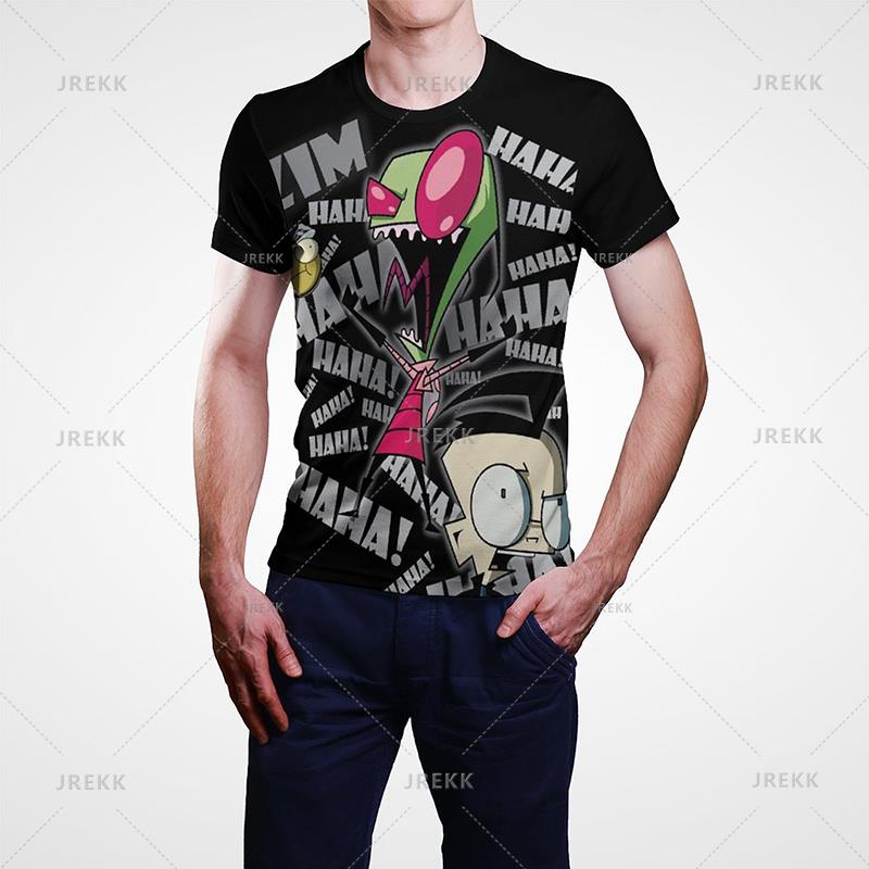 Футболка с рисунком аниме «Захватчик Зим», мужская летняя футболка с коротким рукавом, крутая футболка с 3D принтом, забавные мембранные топы, футболка, одежда