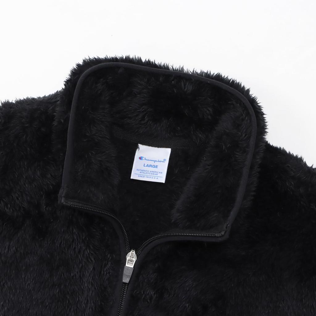 Champion Outerwear Boa Fleece Script Logo Embroidered High Neck Zip Hooded Jacket C3-L616Z-090-L