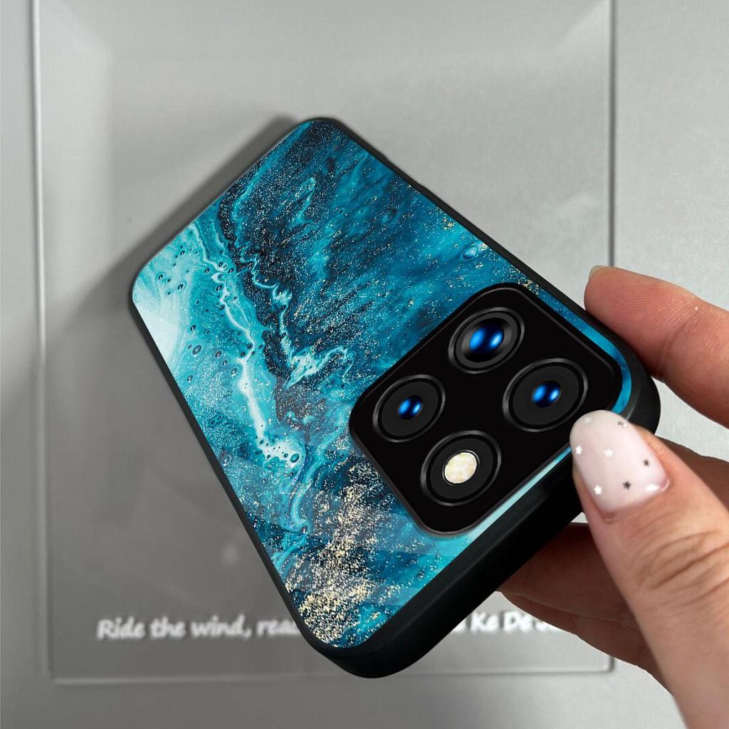 Эстетичный Чехол для Телефона с Рисунком Морского Флюидного Мрамора для Xiaomi 14 Pro Ударопрочная Защитная Крышка