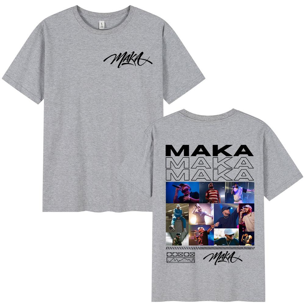 Графические футболки тура рэпера Maka 2025 Мужская модная винтажная футболка Повседневная хлопковая футболка с коротким рукавом Футболка с коротким рукавом Уличная одежда