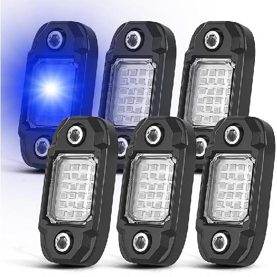 6Pods White Rock Lights 24 LEDs Chips Neon Trail Rig Lamp Underglow Lighting For Cars Trucks SUV ATV UTV Boats (White)