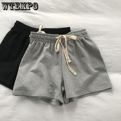 Женские шорты, эластичные шорты на шнуровке, широкие шорты для фитнеса, шорты для бега, свободные повседневные спортивные брюки