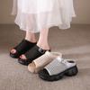 Thick-bottomed Muffin Birkencool Slippers for Women's Summer Wear 2025 New High-end Skirt Hollow-woven One-word Slippers