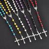 New Fashion Handmade Round Glass Bead Catholic Rosary Quality Bead Cross Pendants Necklace