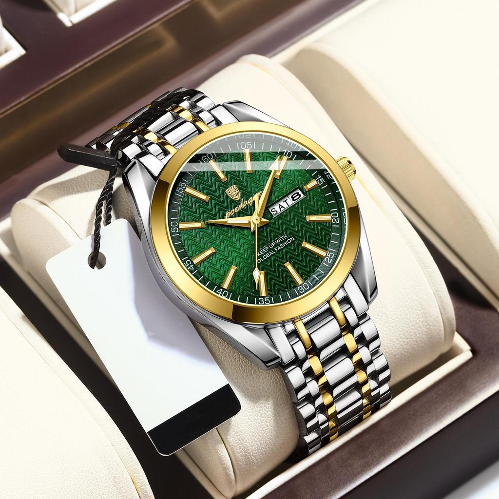 POEDAGAR Роскошные деловые мужские часы для мужчин водонепроницаемые светящиеся из нержавеющей стали дата неделя мужские кварцевые часы