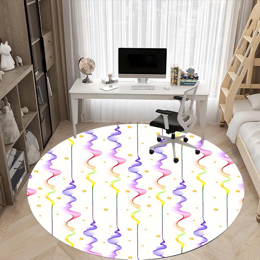 1pc Colorful Streams Office Round Rug, Non-slip, Soft and Durable Office Rug for Interior Decoration, Perfect for Office, Beautiful Decoration yy26032