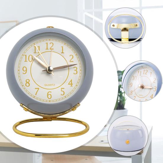 Analog Alarm Clock with LED Light Non-Ticking Battery Operated Bedroom Desktop Digital Quartz Clock Children Students Gift
