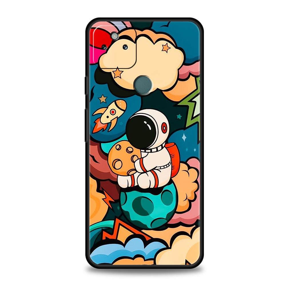 Cartoon Cute Cosmonaut Phone Case Cover for Google Pixel 10 9 8 7 6 9A 8A 7A 6A Pro Shockproof Soft TPU 10 Pro XL Shell Fundas