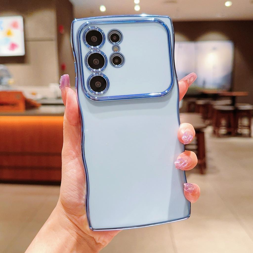 Подходит для чехла для мобильного телефона Samsung S25edge Гальванизированная волна Большое окно S24ultra Простой защитный чехол A55