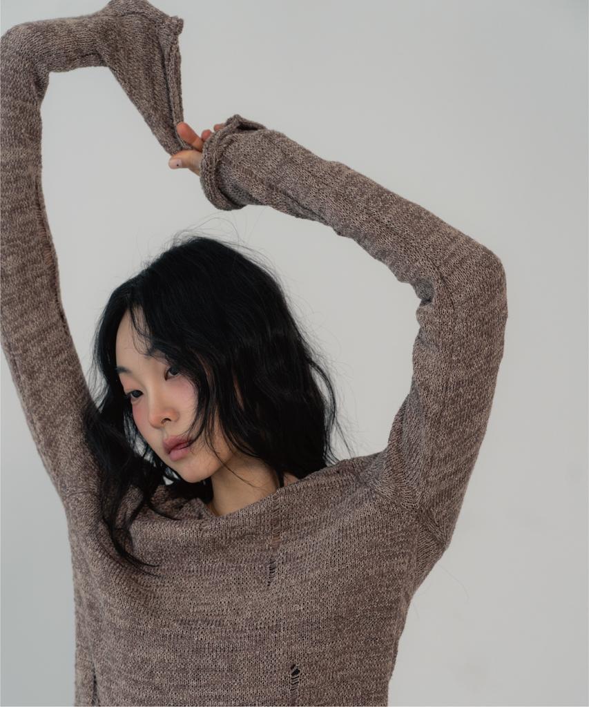 ZIZEMUSEUM Vintage Fringe Knit (Mocha)