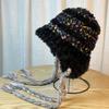 Japanese Autumn and Winter Plush Warm Tassel Braided Lei Feng Hat for Women Korean Version Sweet and Cute Colorful Bean Knitted Woolen Hat
