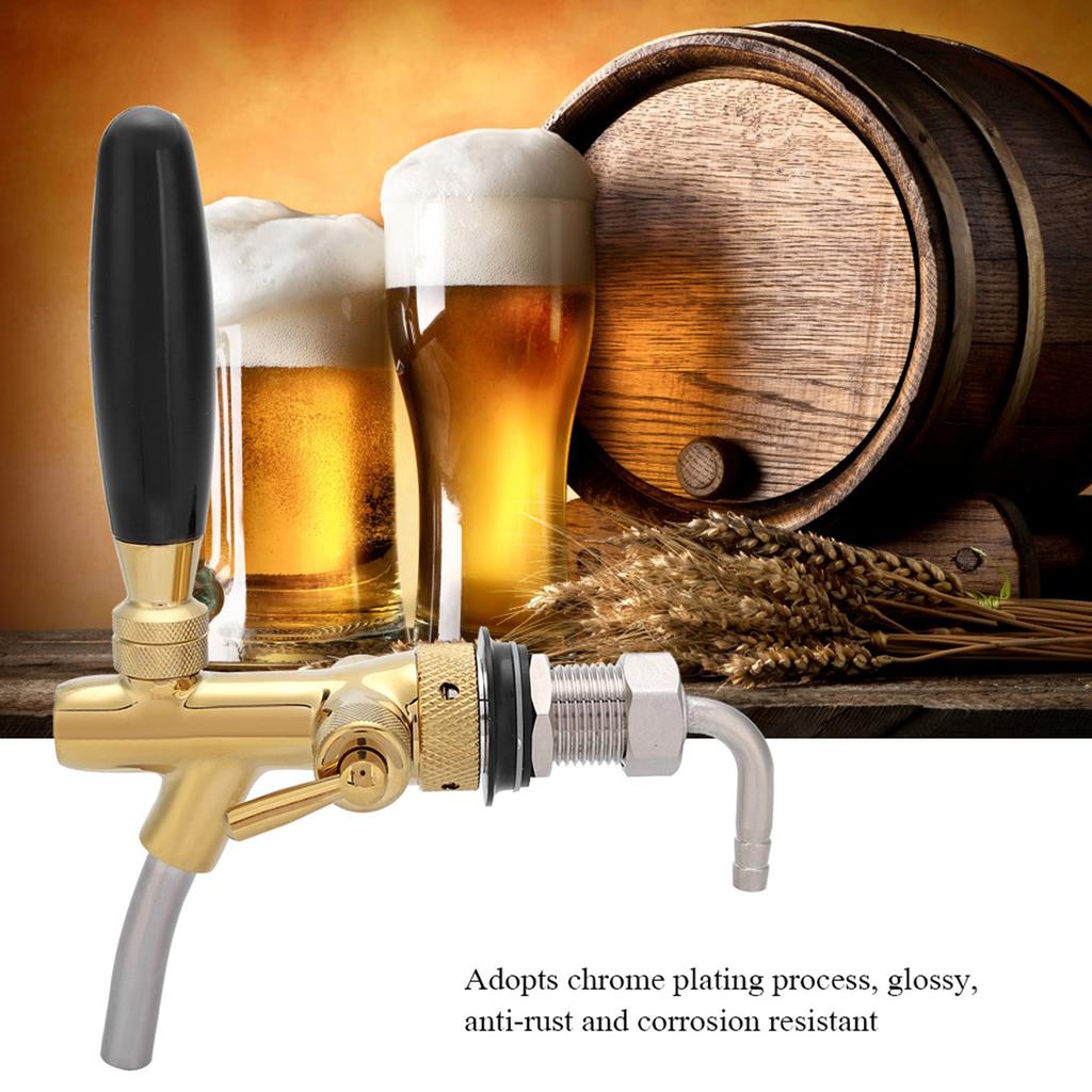G5/8 Chrome Plating Stainless Steel Adjustable Beer Dispenser Tap Faucet  for Home Bar(Gold)