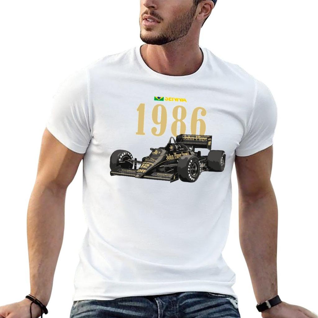 Новая футболка Айртона Сенны F1 1986 года Летние топы Футболки на заказ Дизайн сам Новое издание Футболка Милые топы Мужские футболки Футболка