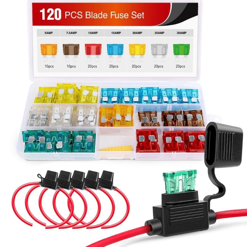 120/140Pcs Car Fuses AssortmentKit,Blade-Type Automobile Fuses,Automobile Fuses 2/3/5/7.5/10/15/20/25/30/35/40Amp