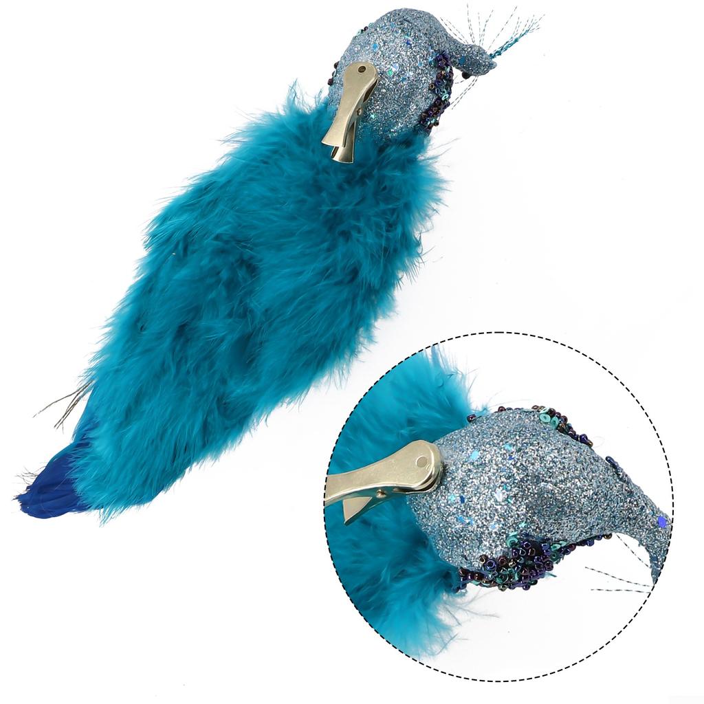 Artificial Blue Peacock Feathered Christmas Tree Decorations Color