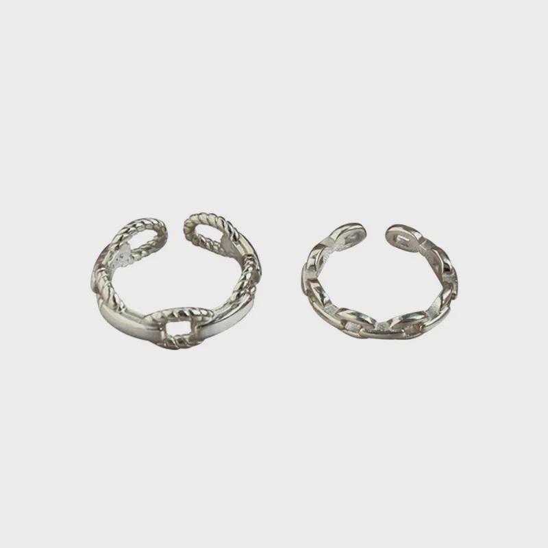 Серебряное кольцо S925 с открытой шинкой в виде плетеной цепи в стиле ретро для женщин