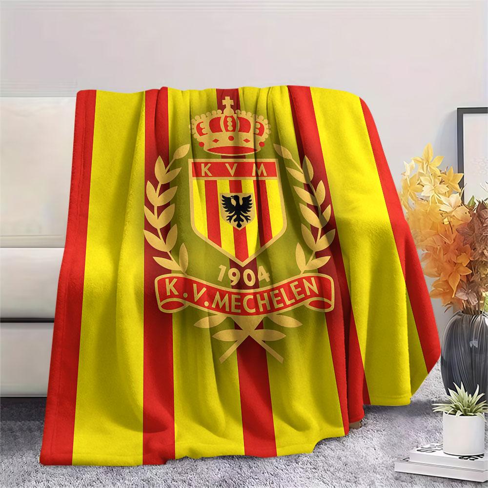 KV Mechelen Printed Flannel Blanket, soft throw for bedroom sofa, washable,soccer fan merchandise, great gift.