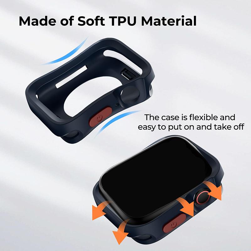 Soft TPU Shockproof Bumper Cover For Apple Watch 40mm 41mm 44mm 45mm 49mm Full-scale Anti-drop Case For iwatch 9 8 7 6 5 4