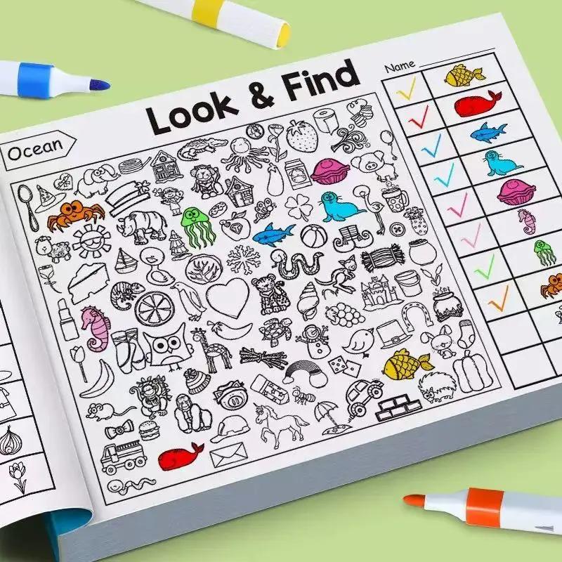 Look and Find Shape/Color Workbook for Kids Drawing Notebook 32-Page Coloring Book Notebooks Writing Pads Office School Supplies