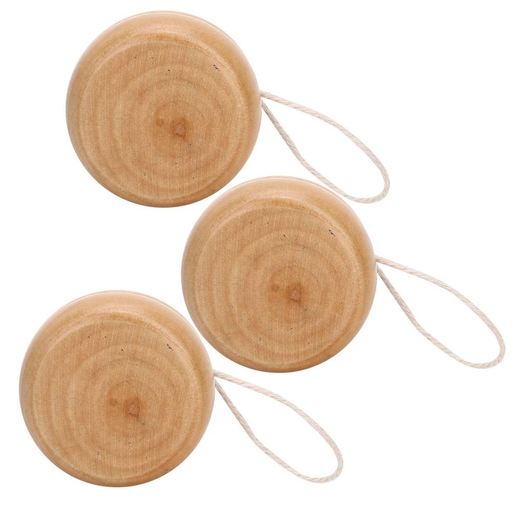 3Pcs Wood Yo Yo Hand Made Crafts Log Color Mini Round DIY Baby Wooden Little Toys