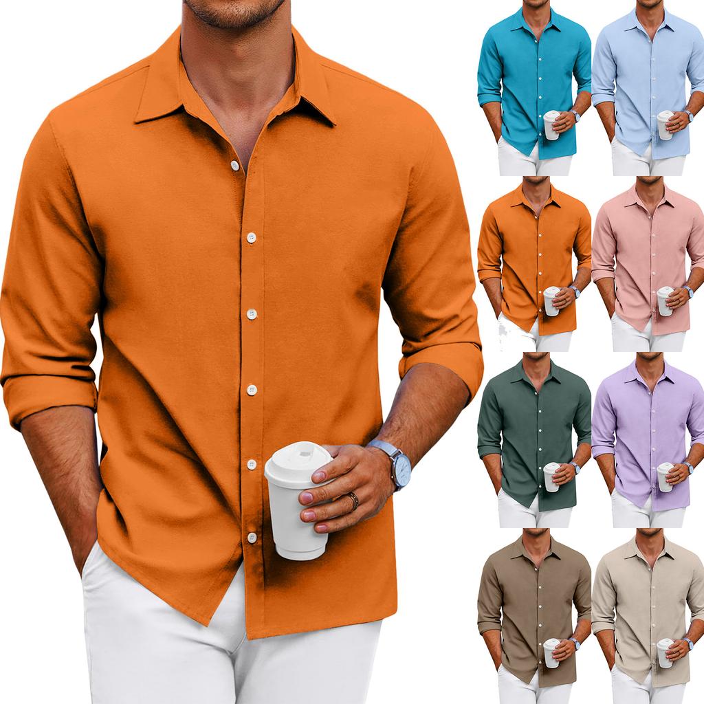 Men's Loose-fitting Casual Button-down Long-sleeved Shirt