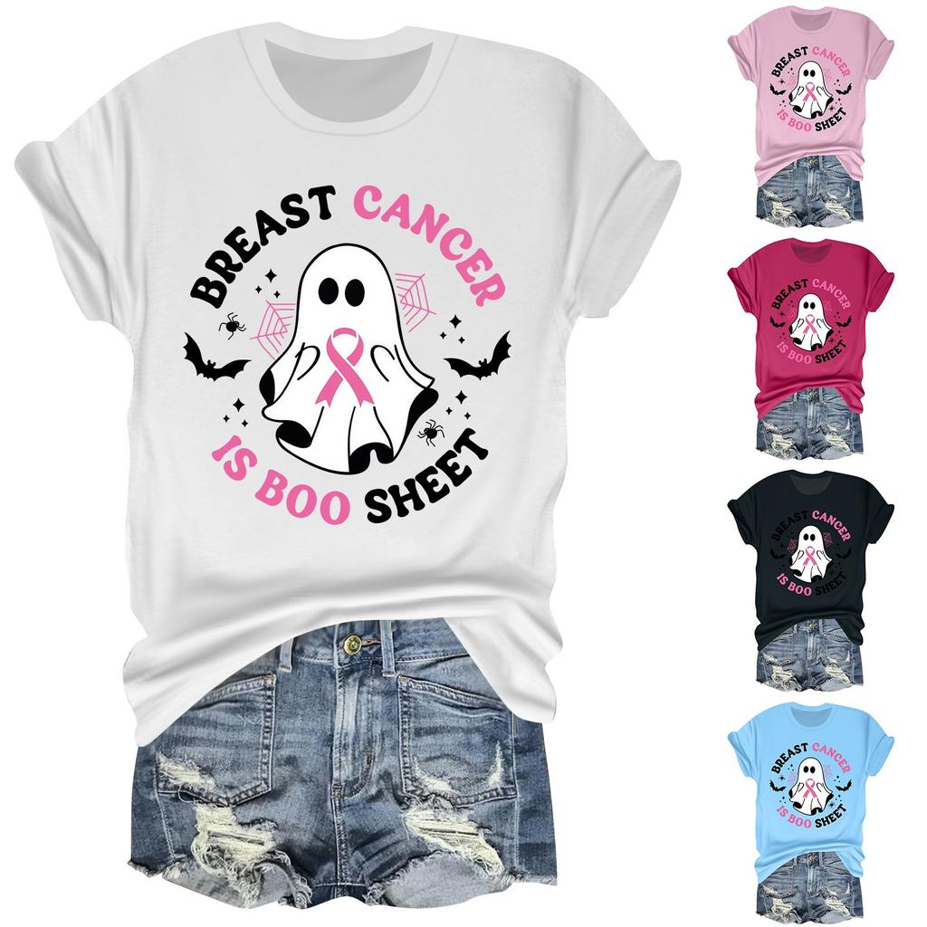 Женская повседневная футболка на Хэллоуин с принтом груди, пуловер с круглым вырезом, топ с короткими рукавами