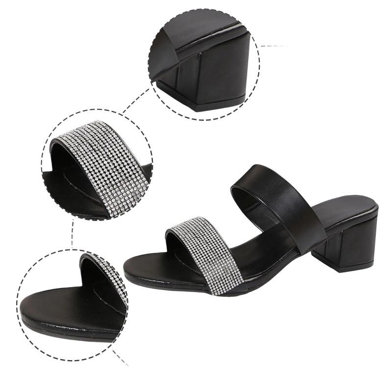 Эскизы сандалий женские туфли женские сандалии новый узор вода алмаз украшения мода круглый носок толстые каблуки сандалии женские 11