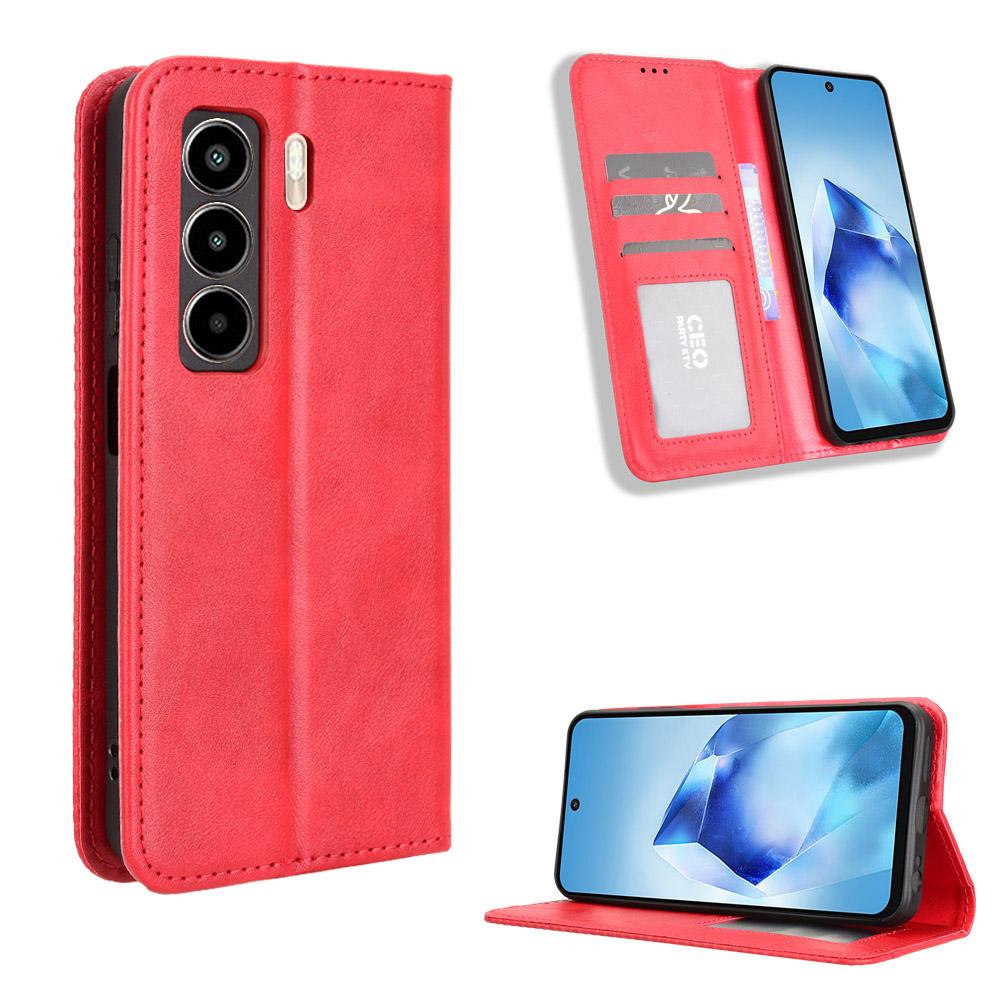 For Itel Power 55 5G Leather Case Wallet Stand Retro Texture Phone Cover