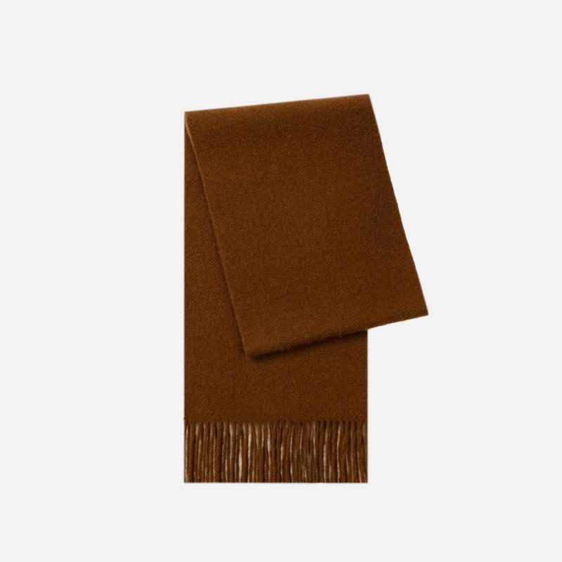 Осенне-зимний новый однотонный шарф из 100% шерсти для женщин, роскошный, толстый и пушистый, теплый, универсальный шарф