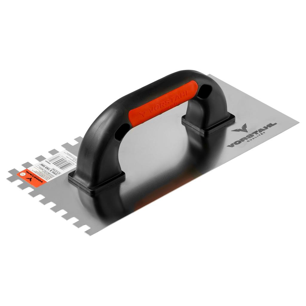 STAINLESS STEEL TROWEL Toothed closed handle 270x130mm (6x6mm) Vorstahl