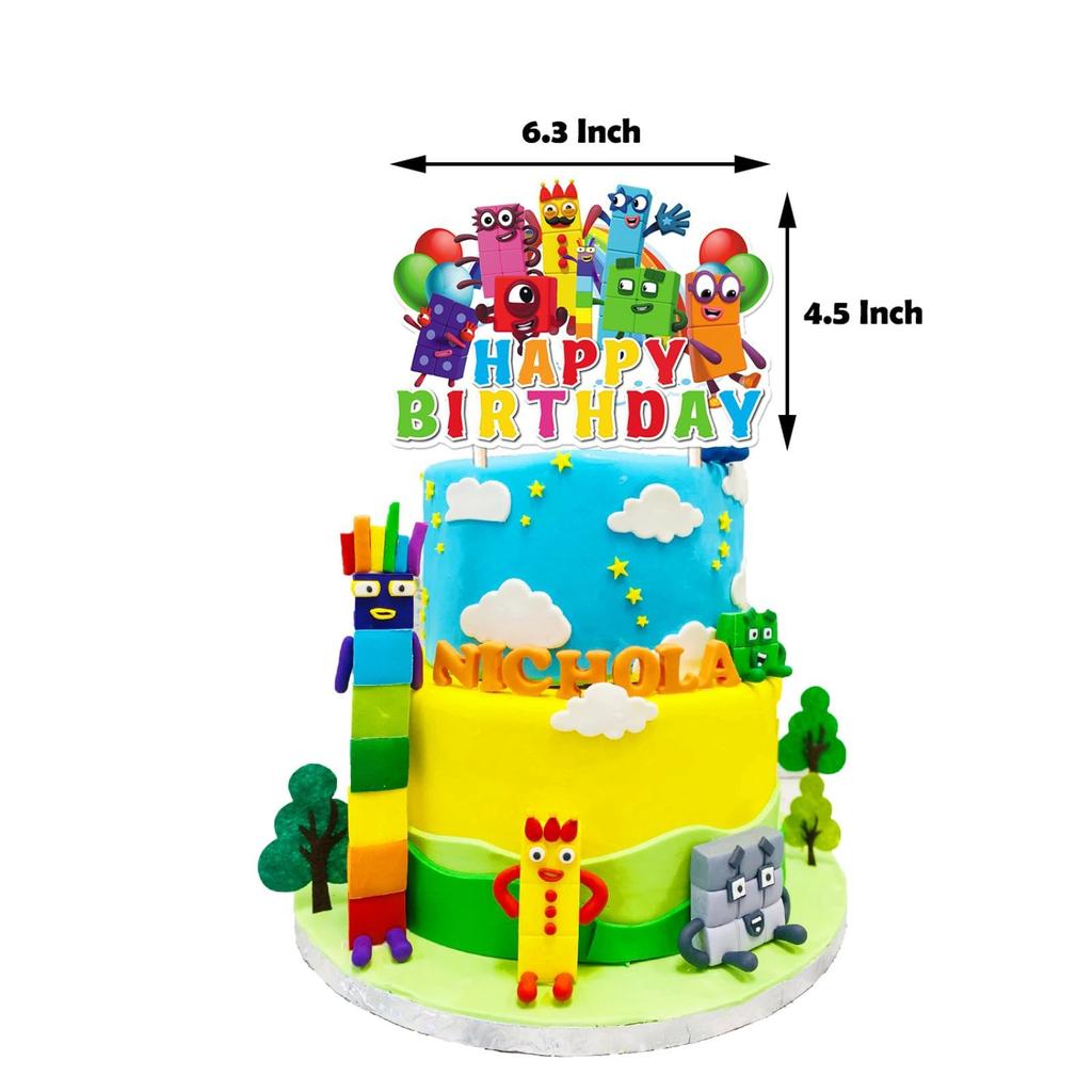 Блоки чисел Персонаж на день рождения С ДНЕМ РОЖДЕНИЯ Торт Празднование дня рождения Подарок Украшения, Воздушные шары, Баннер, Топпер, Наклейки, Дети, Мальчики, Девочки,