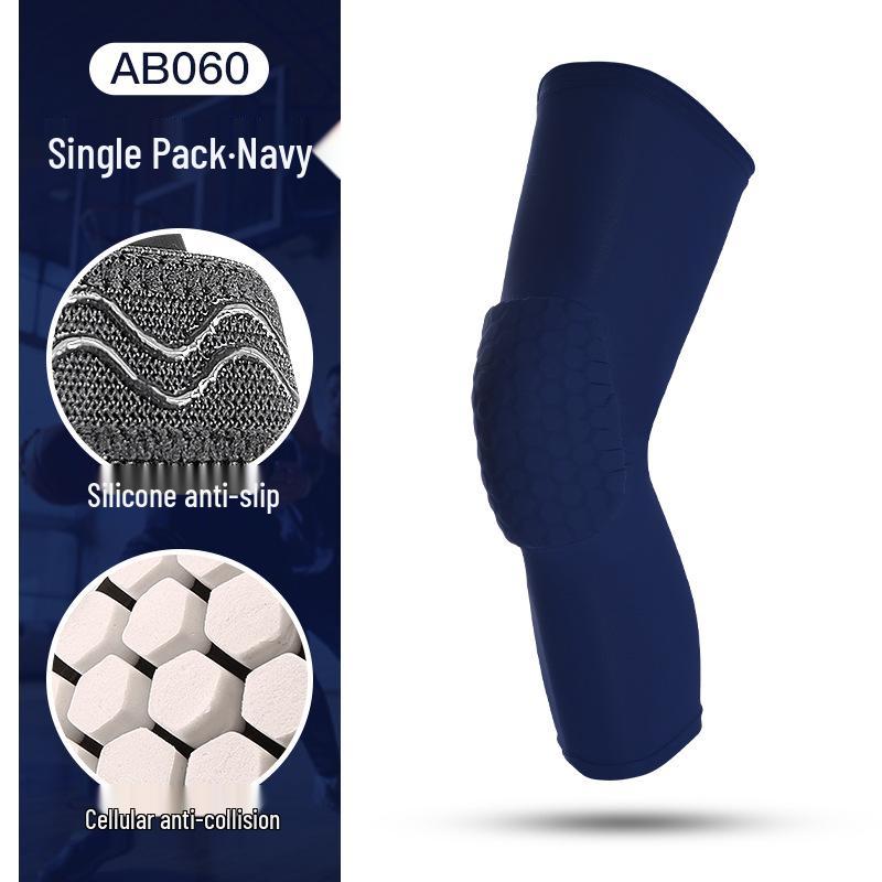 Honeycomb EVA Basketball Knee Pads with Silicone Anti-Slip, Shock Absorption, and Breathable Lycra.