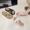 Set of Toe Slippers Women's Outer Wear Summer 2025 New Fashion and Leisure Thick-soled Medium Heel Beach Super Fire Sandals