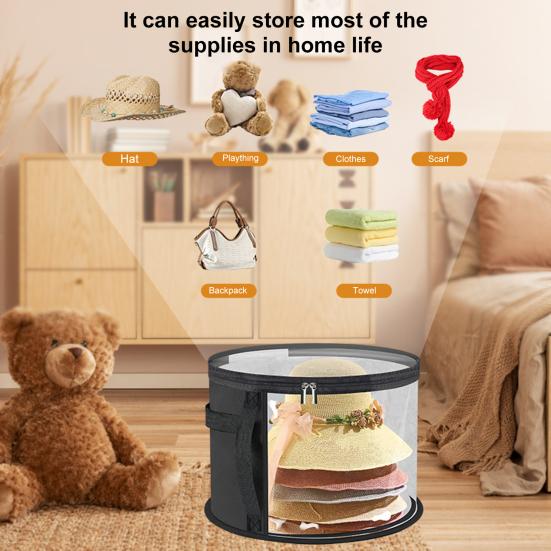 Круглая сумка для хранения шляп, складной прозрачный органайзер для ковбойских шляп, чехол для шляп с широкими полями с ручками для переноски для шкафа, ковбойские солнцезащитные шляпы