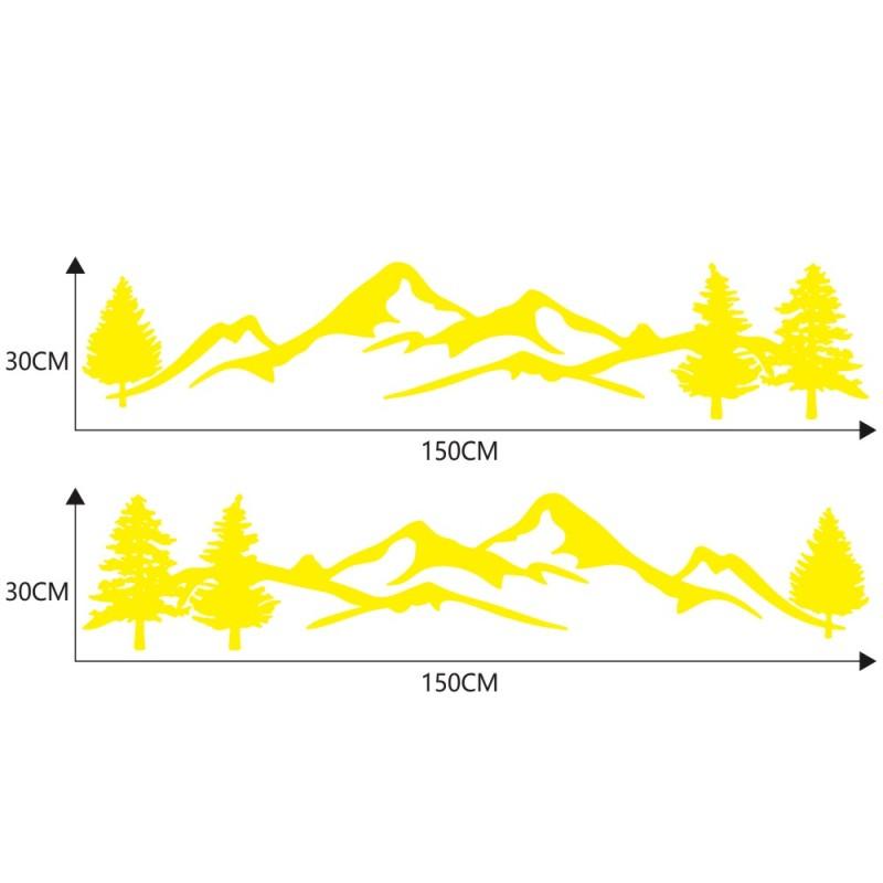 2 шт. автомобильные наклейки дерево горный автомобиль декор ПЭТ лес наклейка 150*30 см авто наклейка для внедорожника RV Offroad