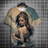Men's T-shirt 3D Printed Anime Goddess Back Tattoo Print T-shirt Casual Loose Short Sleeved T-shirt Men's Home Y2k Clothing Tops