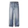 American-style Wash Blue Straight Loose Jeans for Men's New Style of Long Pants Casual and Versatile Simple
