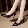 Новые удобные кожаные женские черные туфли на высоком каблуке женские офисные рабочие туфли роскошные туфли на высоком каблуке женские