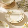 Retro Round Flowers Ceramic Plates Restaurant Delicious Dining Plate Modern Style High End Household Tableware Rice Bowls