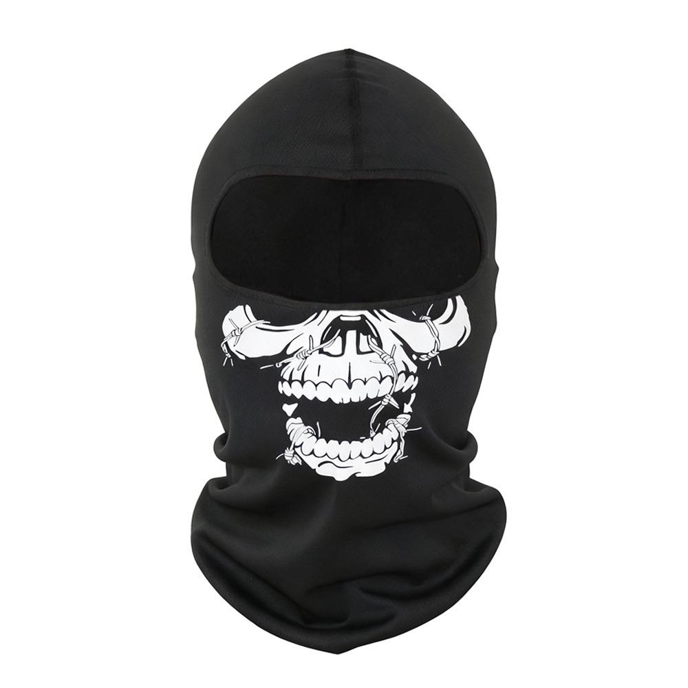 Skull Print Bicycle Balaclava Windproof Anti-UV Motorcycle Full Face Mask Full Face Design Neck Warmer Full Face Mask