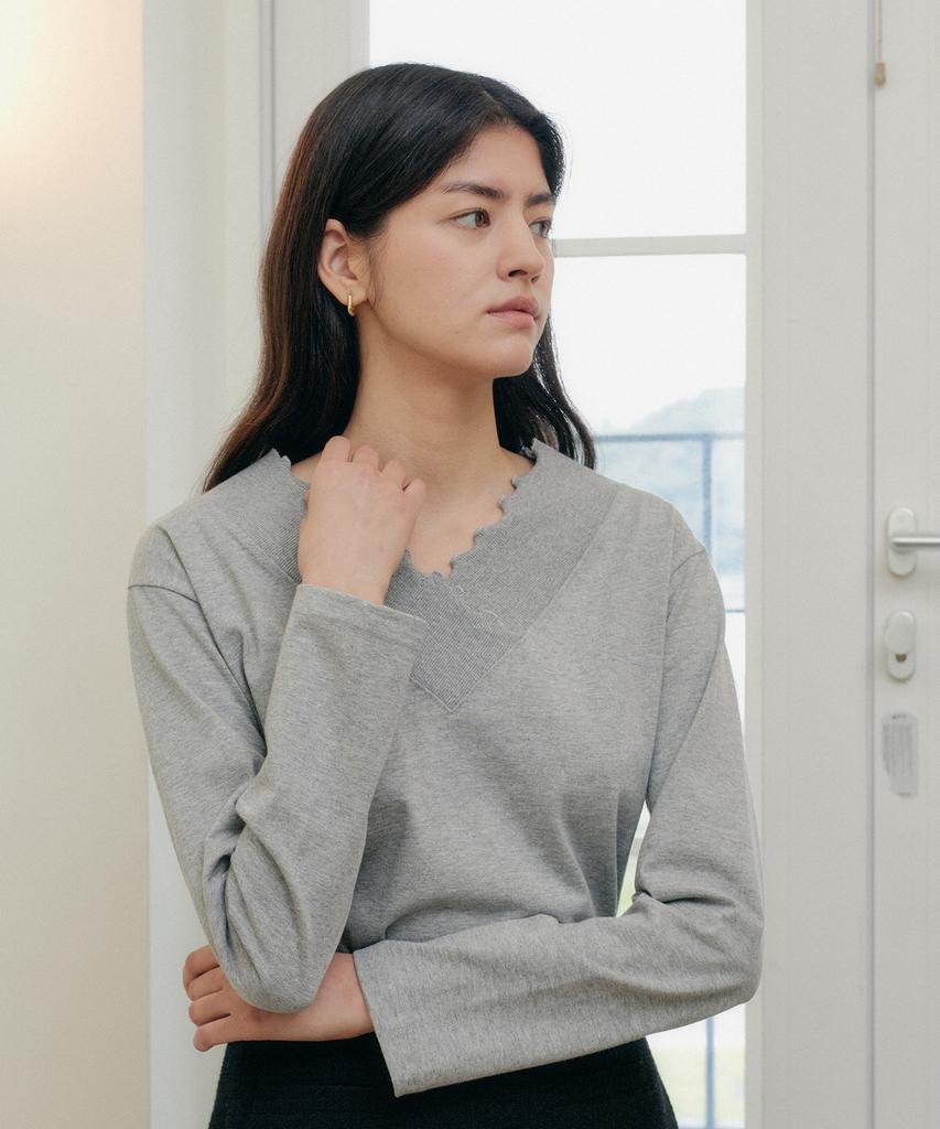 YUPPE Long Shirring T-Shirt_Gray