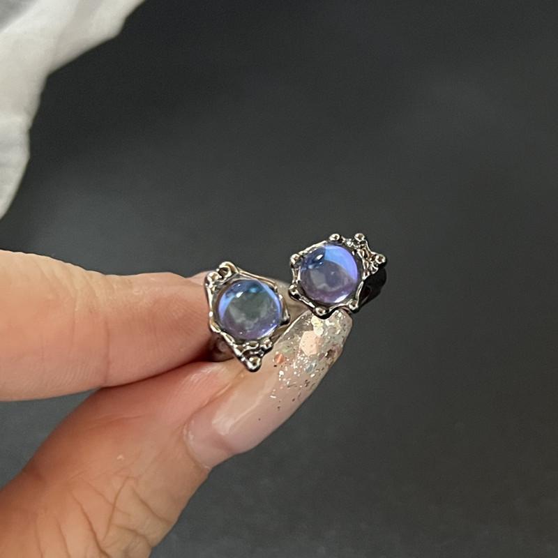 Y2K Кольца с кристаллами Kpop Сердце Регулируемое кольцо Неправильная геометрия Панк Винтажные кольца Набор для женщин и девочек Новые модные украшения