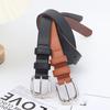 Womens Needle Silver Buckle Slim Belt Premium Minimalist Versatile Accessory