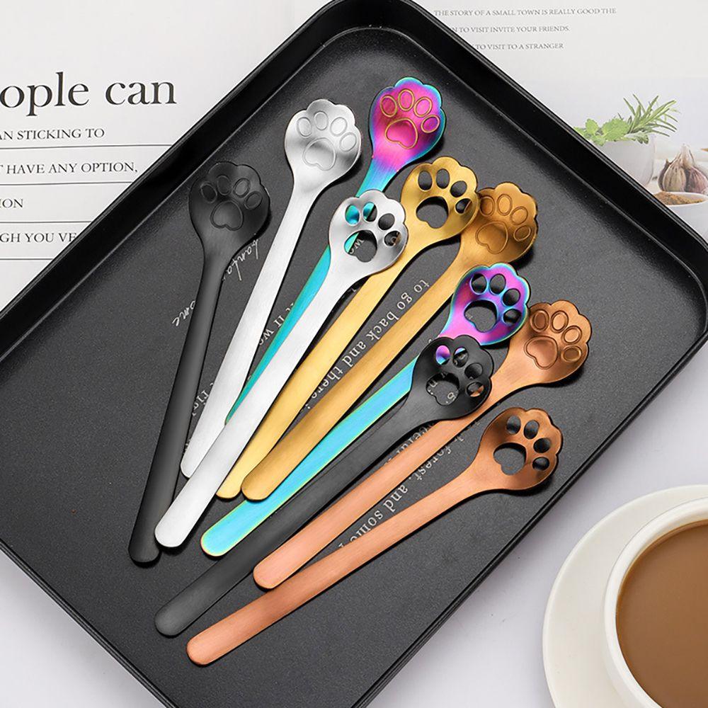 Stainless Steel Ice Cream Coffee Stirring Spoons Dog Paw Spoon Cartoon Cat Claw Kitchen Tableware