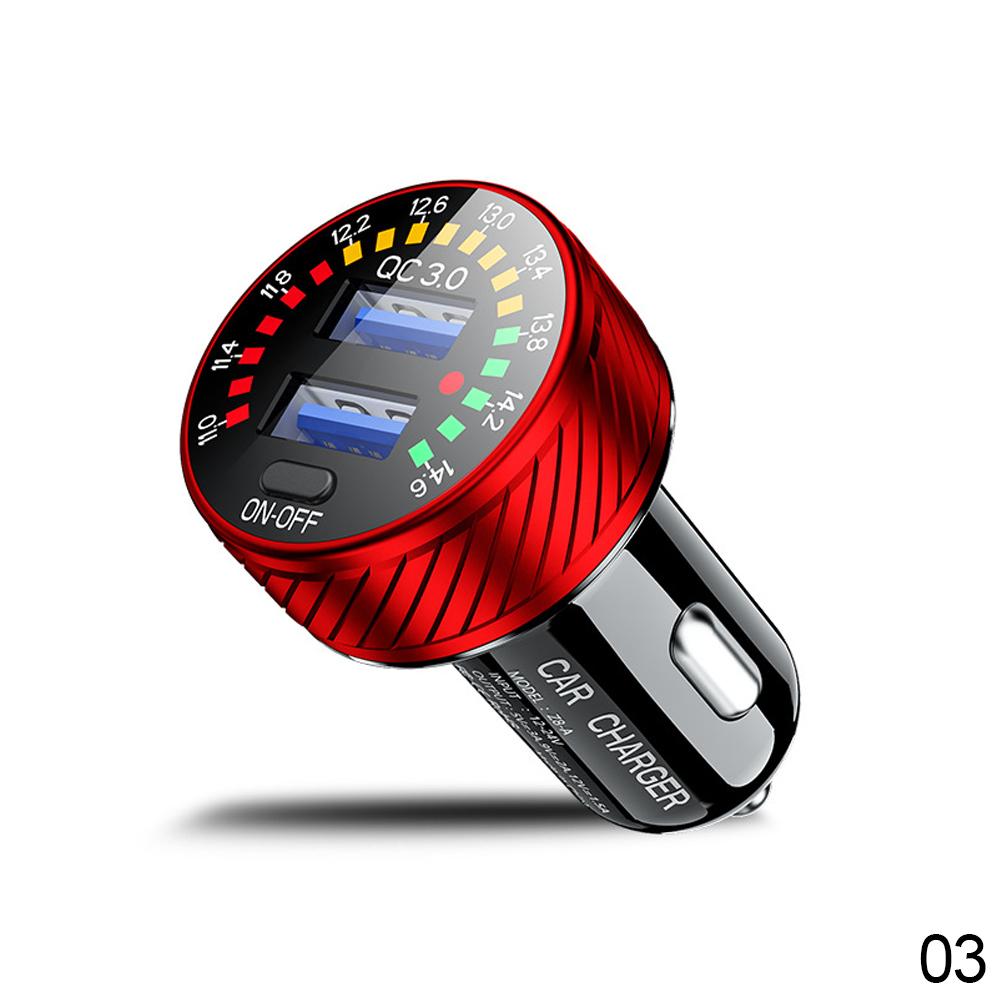 Car Dual QC 3.0 USB Charger Adapter 18W Fast Charging Marquee Light LED Voltmeter with ON OFF Switch 12V- 24V Waterproof