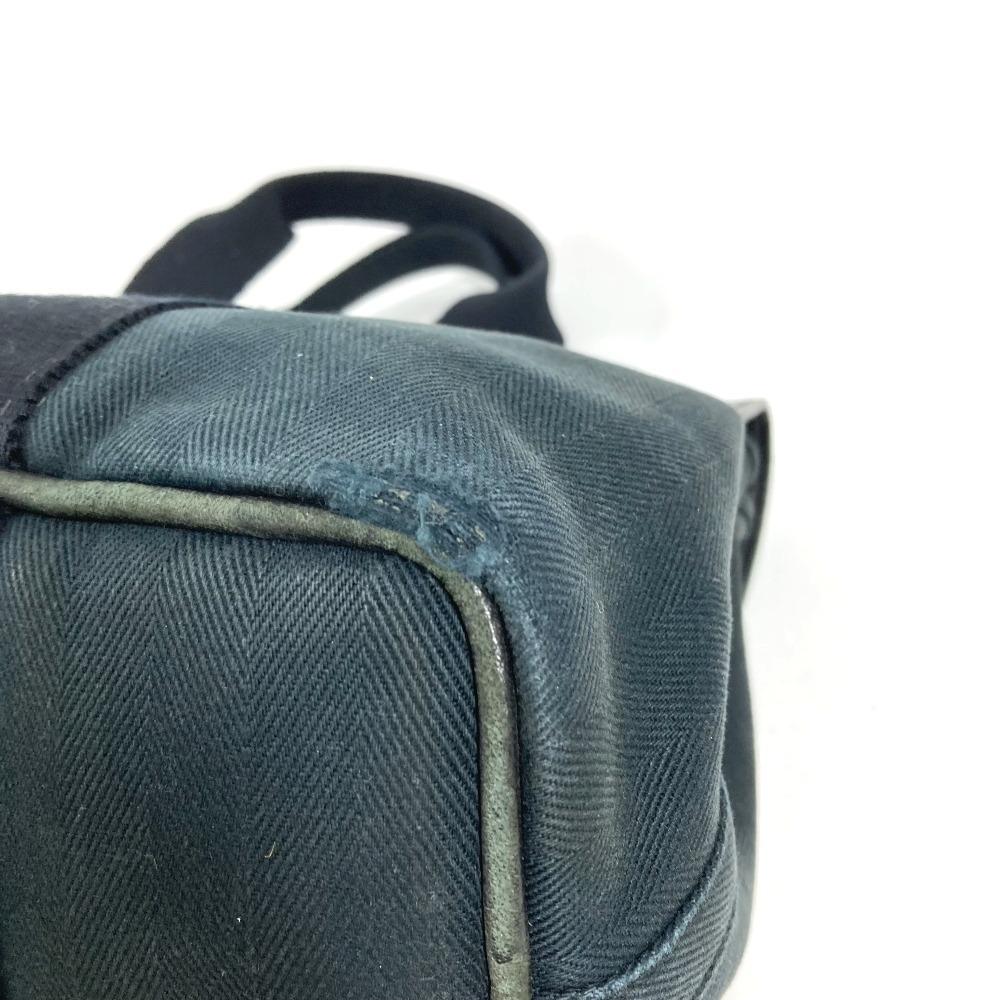 HERMES Valparaiso PM Tote Bag Flap Bag Hand Bag cotton / Leather Black