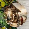 Wooden Scene Wall Hanging Plaque – Handcrafted Classic Decor, Power Supply-Free, Multipurpose Use for Door, Wall, Home, Room, Farmhouse, Street, Shop