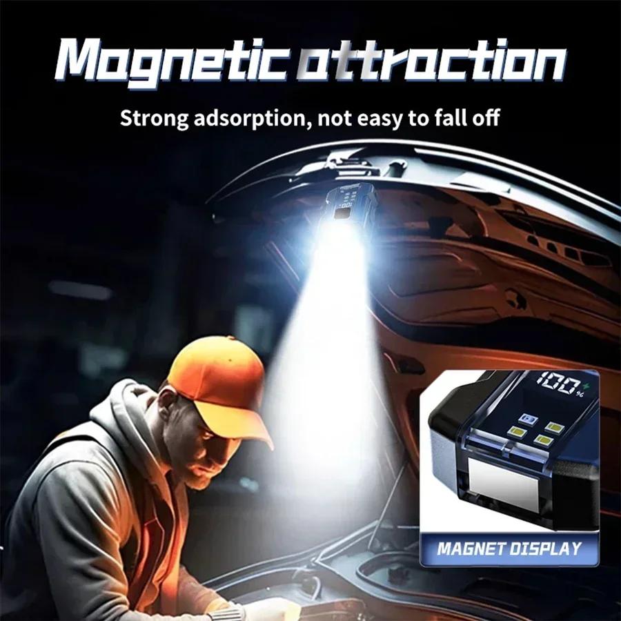 Mini Keychain Flashlight Rechargeable Camping Lamp Safety Warning Light Magnetic Repair Light Outdoor Work Light Emergency Lamp