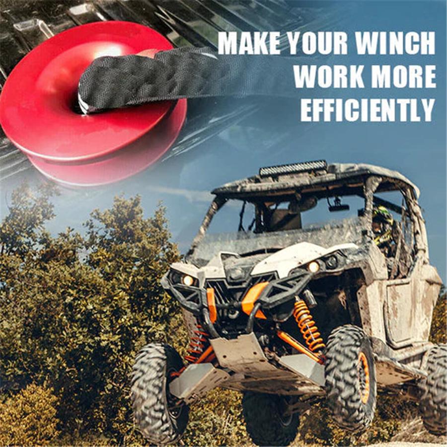 Red Recovery Tow Snatch Ring Pulley Strap Soft Shackle Winch Rope Block Off Road