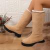 Мода Женщины Платформа Балетки Замша Снег Высокие Сапоги Мех Теплая Обувь 2024 Зима Новые Короткие Плюшевые Челси Повседневные Спортивные Ботильоны Женские